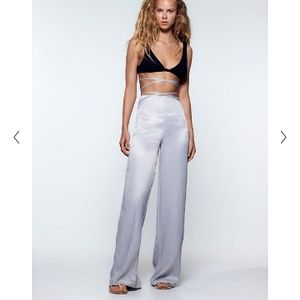 NWTs zara full length satin effect pants